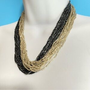 Pair of Beaded Necklaces Multistrand Gray & Silver Sparkly Necklace Bundle